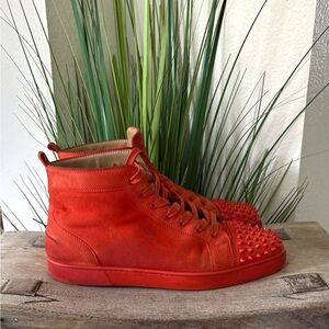 Christian Louboutin Lou Suede front spike Hi Top Sneakers